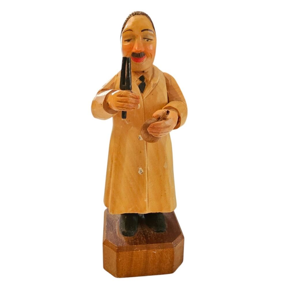 Romaine Pierson Hand Carved Wooden Dentist With Doctor Figurine